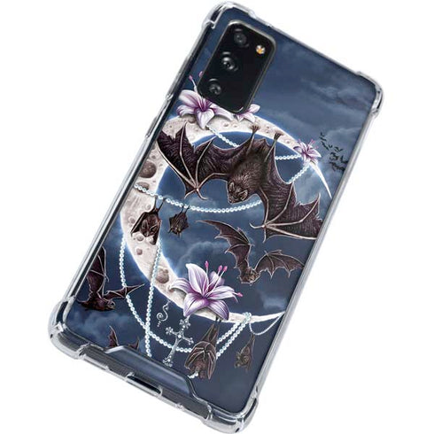 Gothic Moon with Bats and Flowers by Sarah Richter Galaxy S20 FE Clear Case